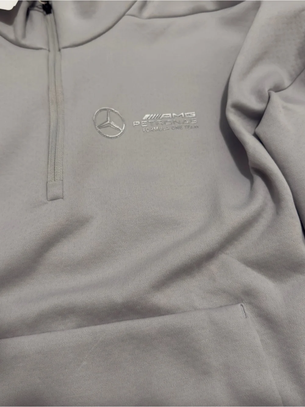 Adidas Mercedes AMG Petronas F1 Motorsports 1/4 Zip Fleece Pullover Gray XS